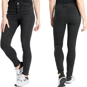 Athleta High Rise Sculptek Skinny Jeans Ankle Zip Reflective Black 4